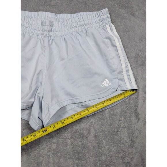 Adidas Pacer 3 Stripes Shorts Womens Medium Blue Athletic Training Performance - Picture 7 of 12